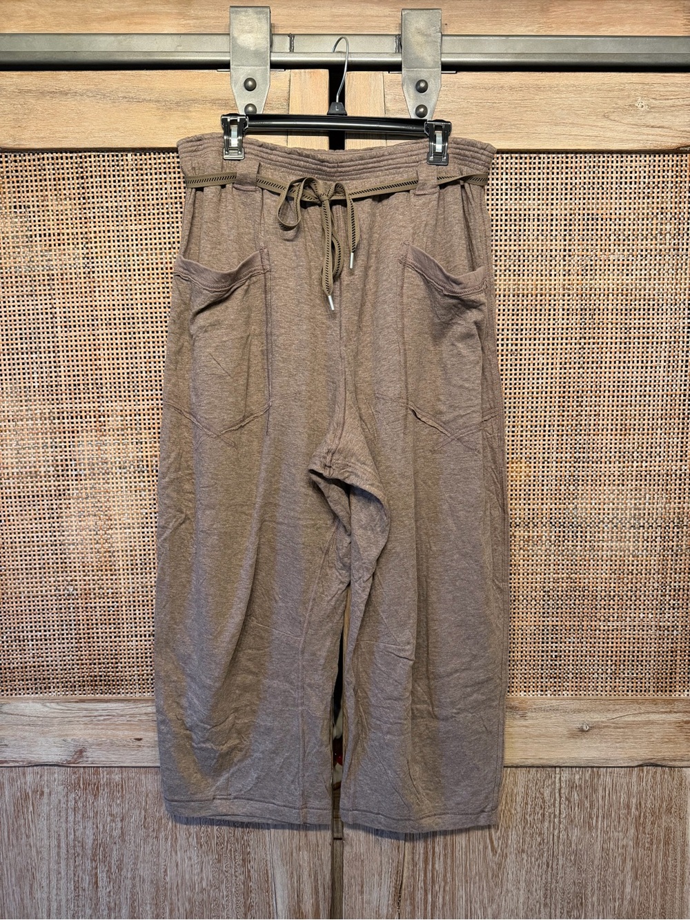 Intimately Free People Wait a Minute Knit Barrel Pant Dusted Cocoa NWT